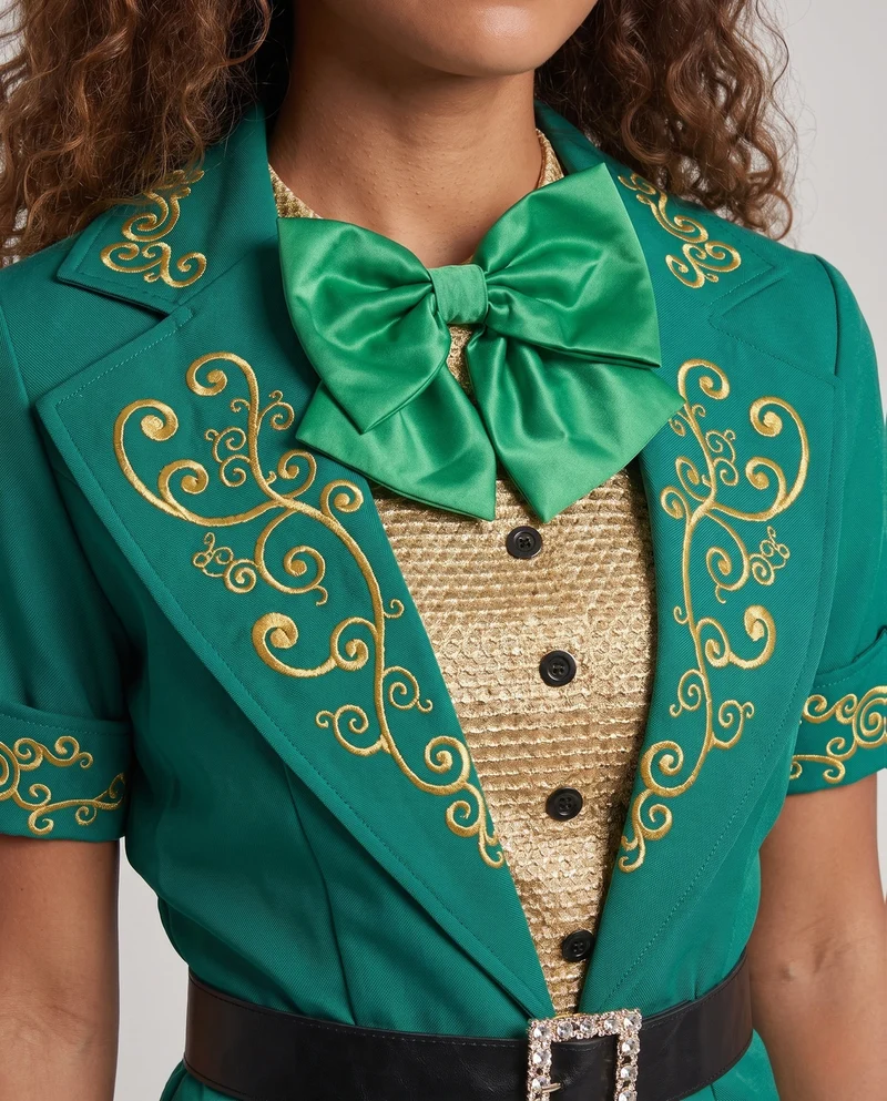 Damen Kostüm als irische Leprechaun mit elegantem Blazerschnitt und Karomuster Nord Taschen
