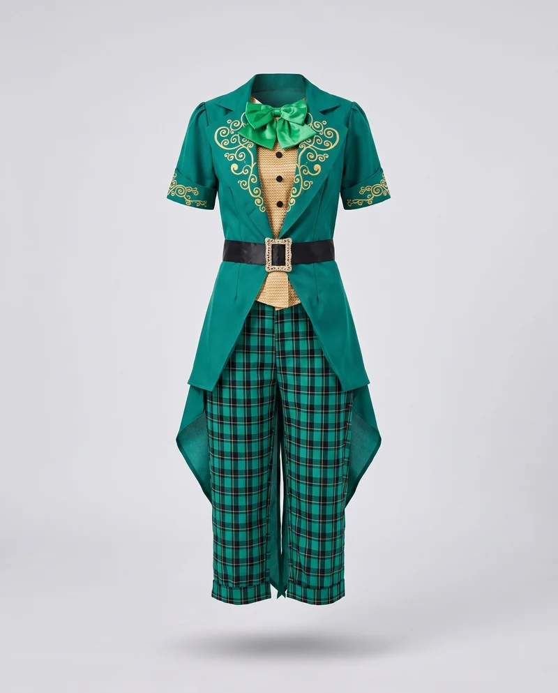 Damen Kostüm als irische Leprechaun mit elegantem Blazerschnitt und Karomuster Nord Taschen