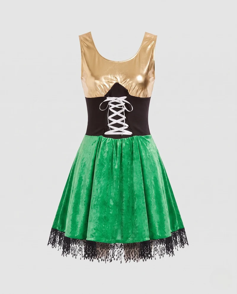 Damen Kostüm als irischer Leprechaun mit eleganten Details Nord Taschen