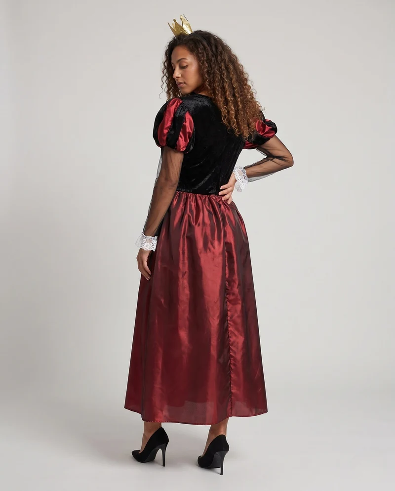 Damen Kostüm als königliche Herz-Dame mit Rococo-Ärmeln und schimmernden Accessoires Nord Taschen