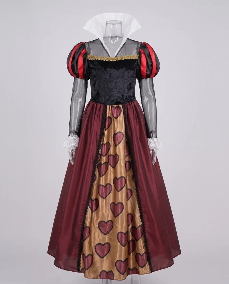 Damen Kostüm als königliche Herz-Dame mit Rococo-Ärmeln und schimmernden Accessoires Nord Taschen