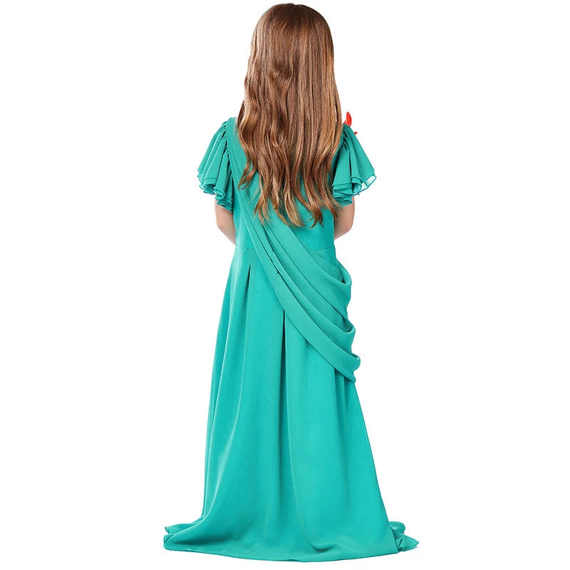 Mädchen Kostüm als Freiheitsstatue mit elegantem Kleid und Accessoires Nord Taschen