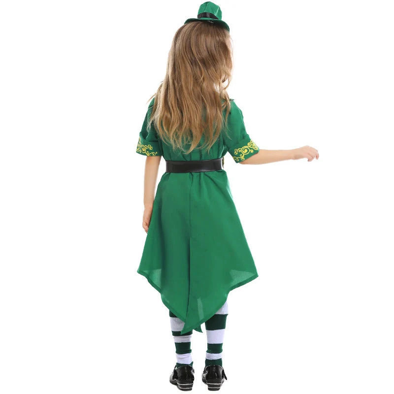 Mädchen Kostüm als irischer Leprechaun mit Hut und Schürze Nord Taschen