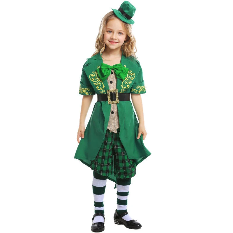 Mädchen Kostüm als irischer Leprechaun mit Hut und Schürze Nord Taschen