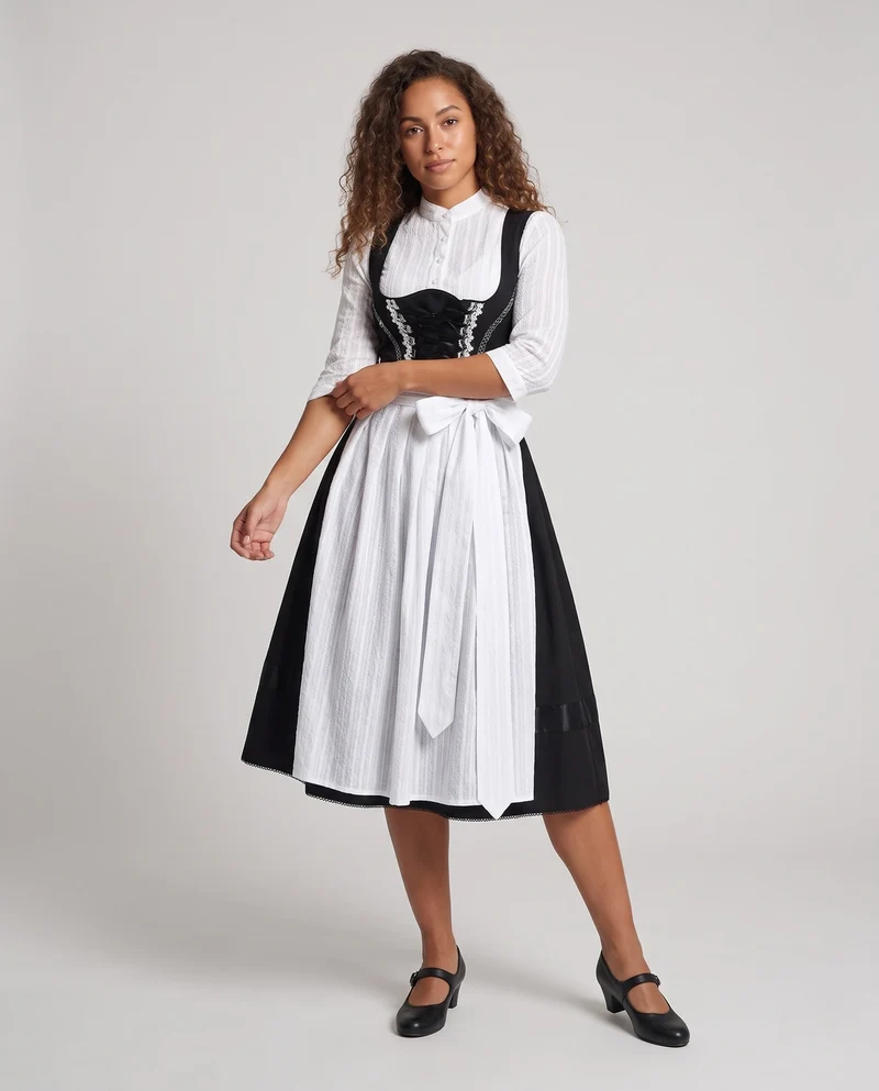 Damen Trachtenkleid mit elegantem Spitzenoberteil und weitem Rock Nord Taschen