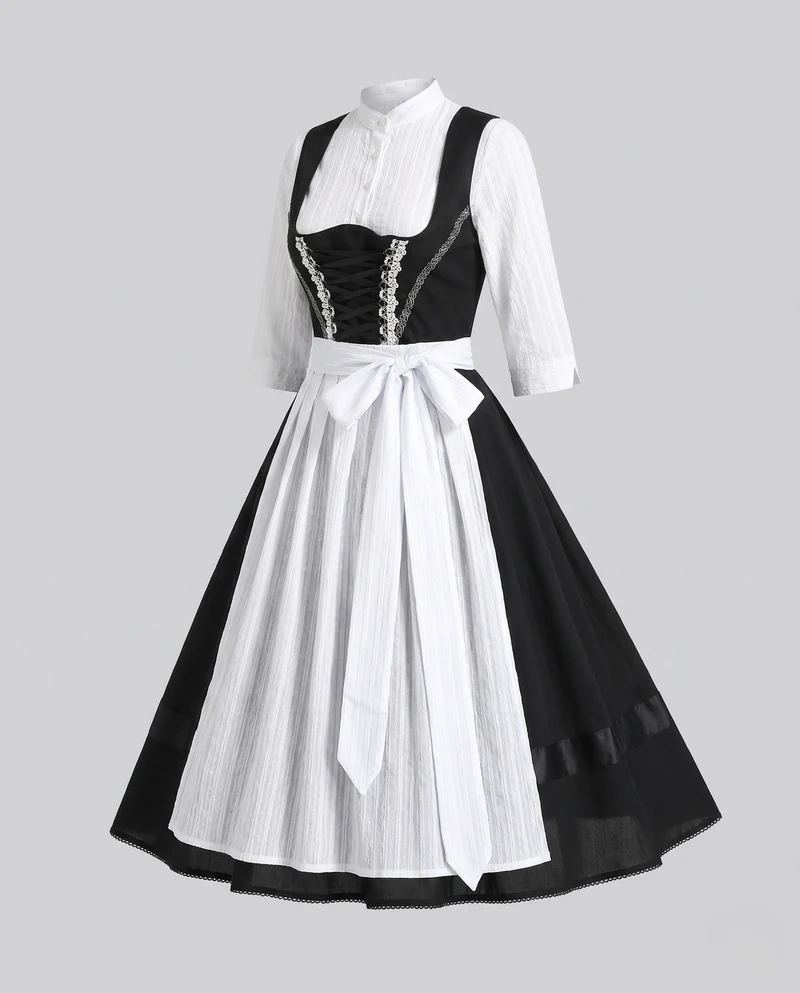 Damen Trachtenkleid mit elegantem Spitzenoberteil und weitem Rock Nord Taschen