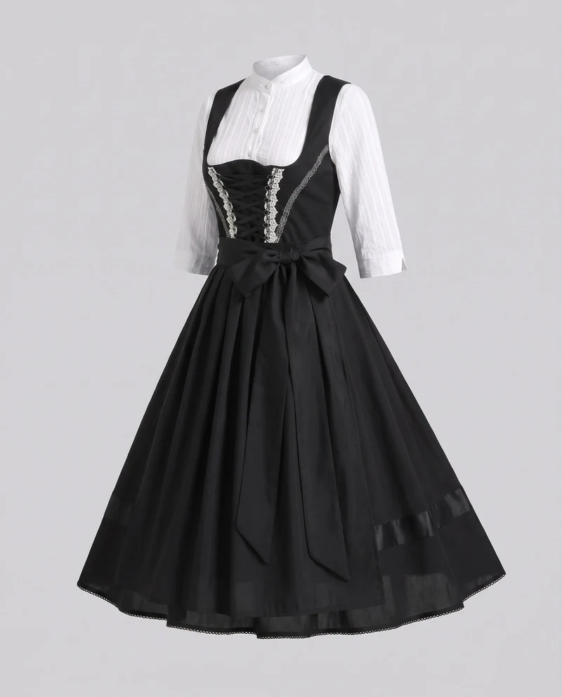 Damen Trachtenkleid mit elegantem Spitzenoberteil und weitem Rock Nord Taschen