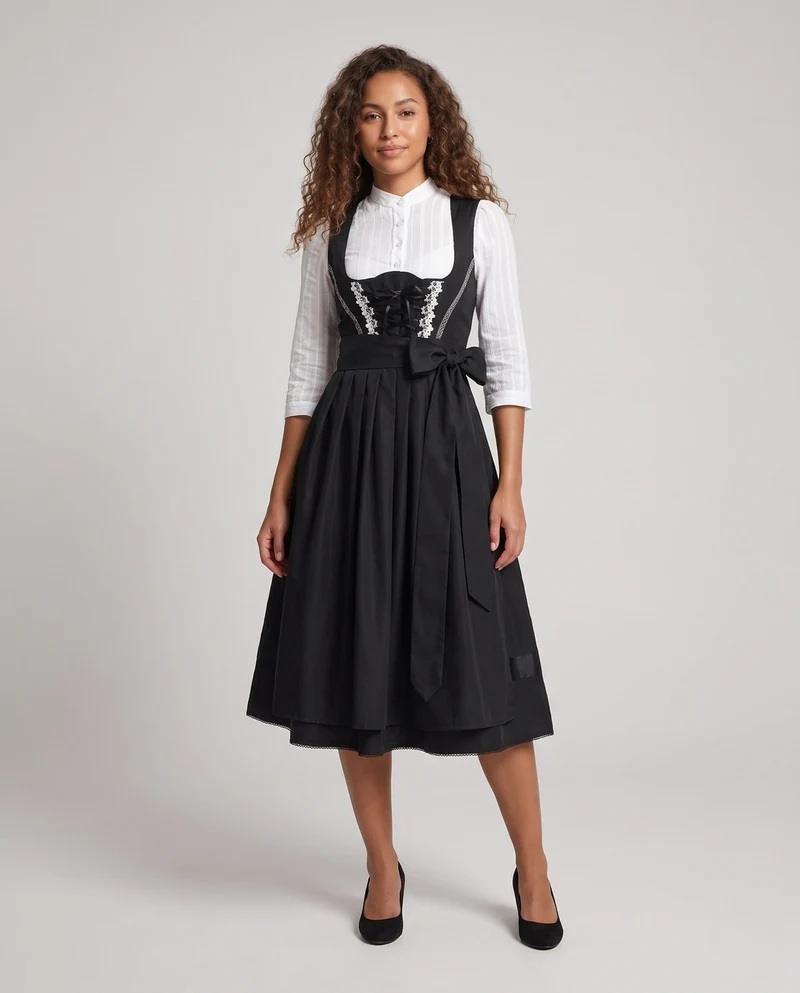 Damen Trachtenkleid mit eleganter Schnürung und voluminösem Rock Nord Taschen