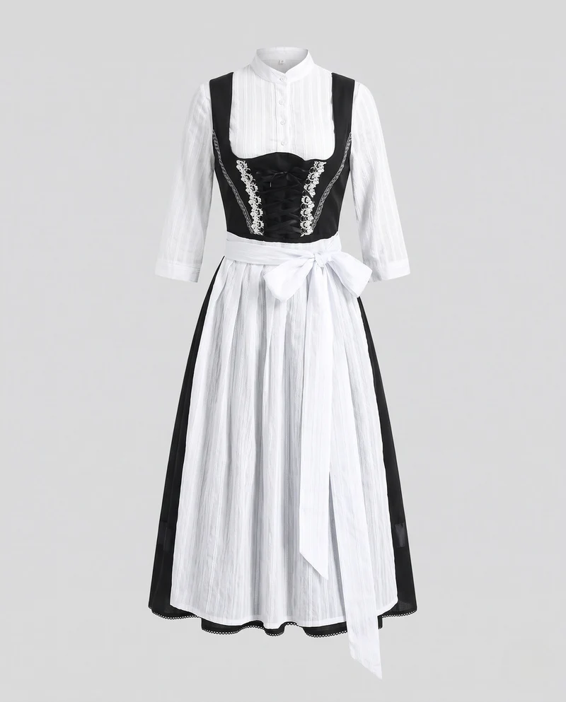Damen Trachtenkleid mit eleganter Schnürung und voluminösem Rock Nord Taschen