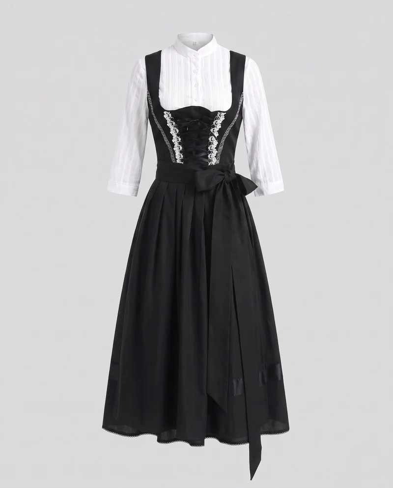 Damen Trachtenkleid mit eleganter Schnürung und voluminösem Rock Nord Taschen