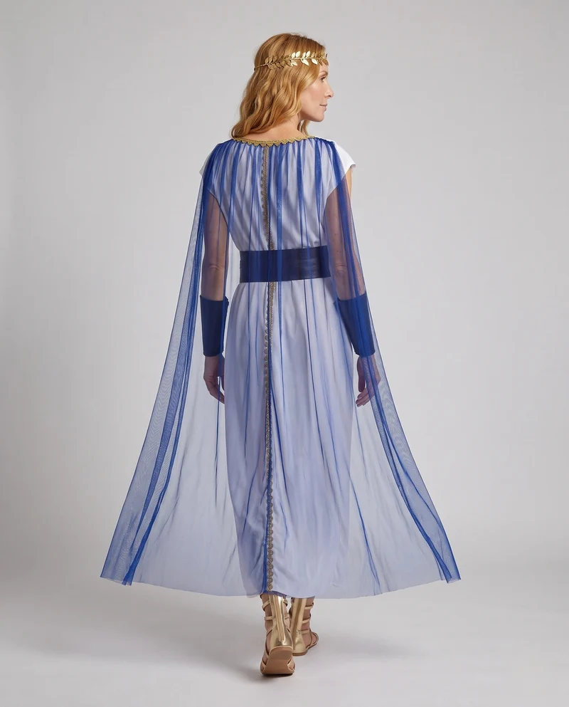 Damen Antikes griechisches Göttinnenkleid mit schimmerndem Umhang und verzierten Accessoires Nord Taschen