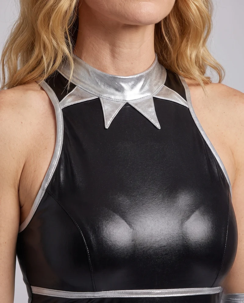 Damen Catsuit Costume mit Katzenohren und Armstulpen Nord Taschen
