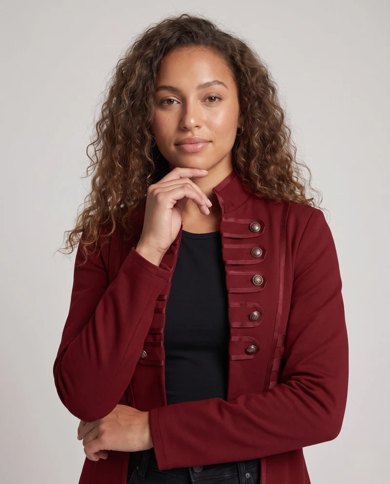 Damen Eleganter Kapuzenmantel mit asymmetrischem Saum und kunstvollen Knöpfen Nord Taschen