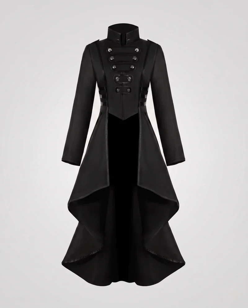 Damen Eleganter Kapuzenmantel mit asymmetrischem Saum und kunstvollen Knöpfen Nord Taschen