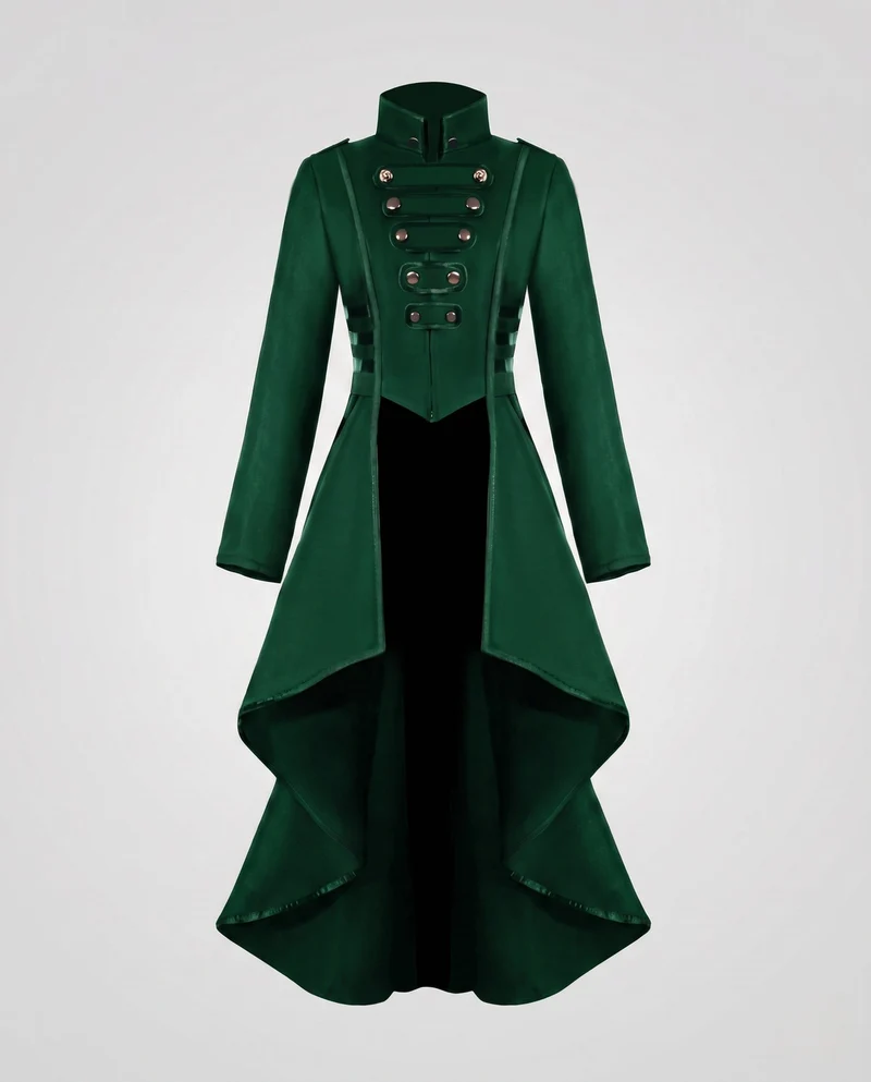 Damen Eleganter Kapuzenmantel mit asymmetrischem Saum und kunstvollen Knöpfen Nord Taschen