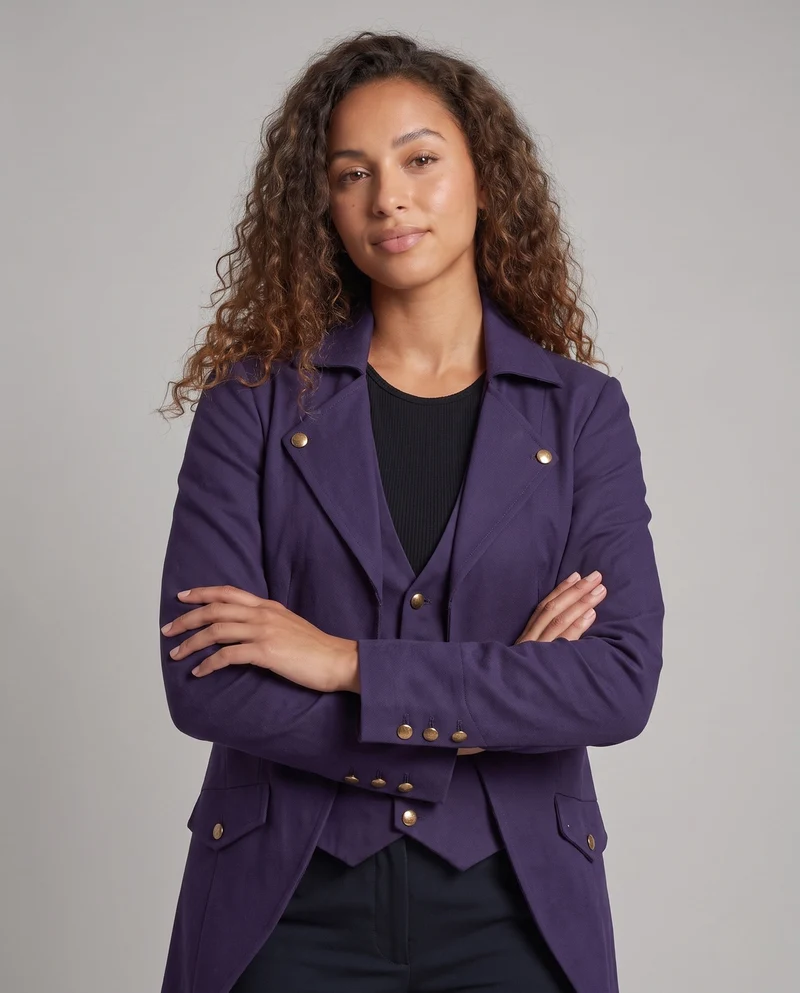Damen Eleganter Kapuzenmantel mit asymmetrischem Saum und kunstvollen Verzierungen Nord Taschen