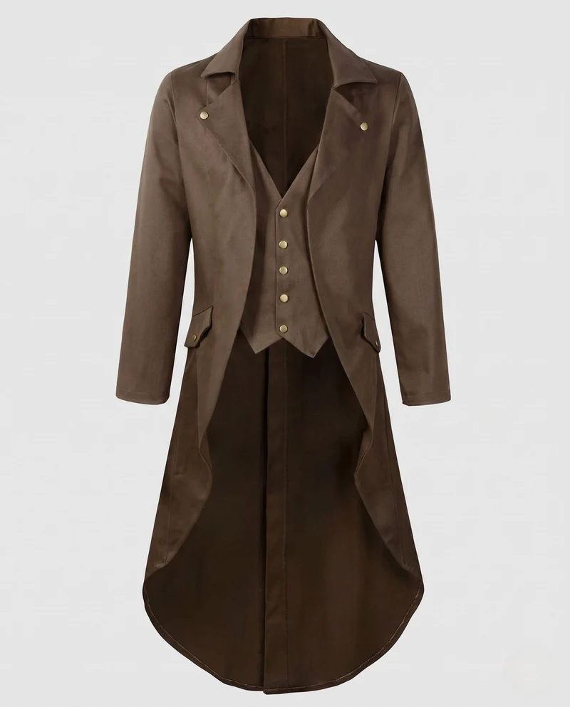 Damen Eleganter Kapuzenmantel mit asymmetrischem Saum und kunstvollen Verzierungen Nord Taschen