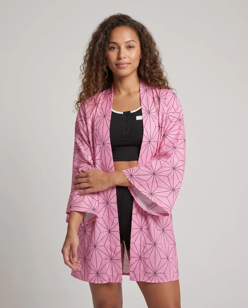 Damen Eleganter Kimono mit modernem geometrischen Muster Nord Taschen