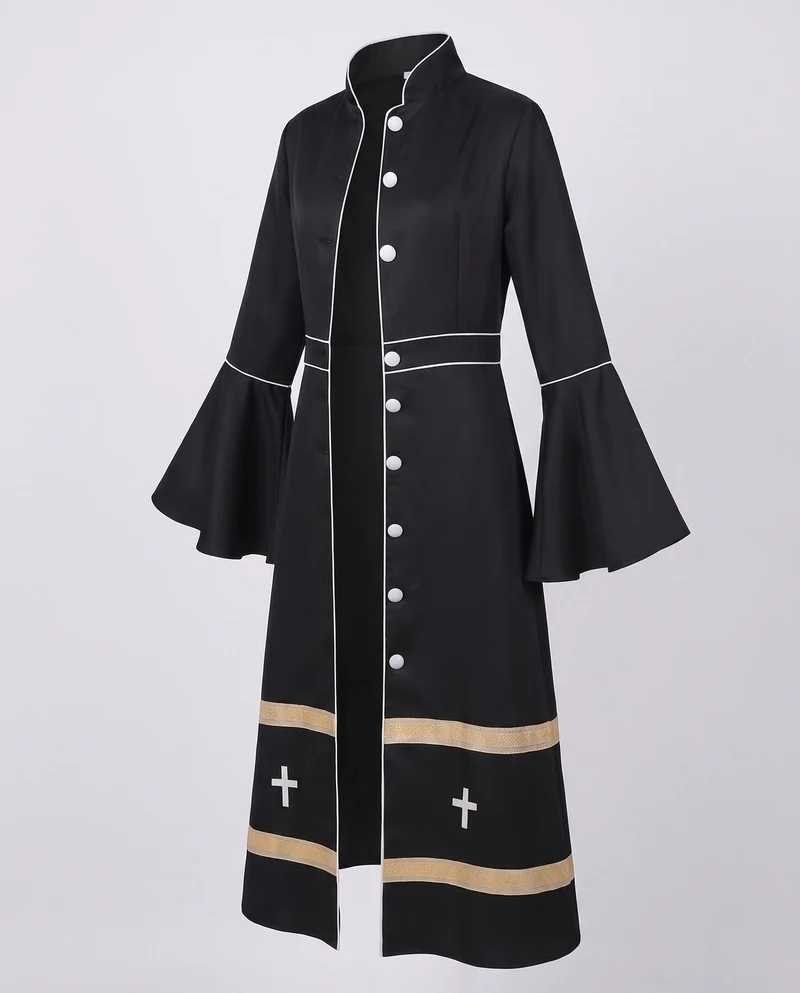 Damen Eleganter Langen Mantel mit Glockenärmeln und dekorativem Saum Nord Taschen