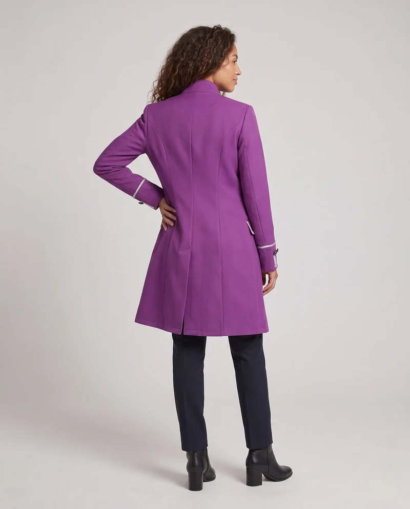 Damen eleganter Langmantel mit kunstvollen Knöpfen und asymmetrischem Saum Nord Taschen