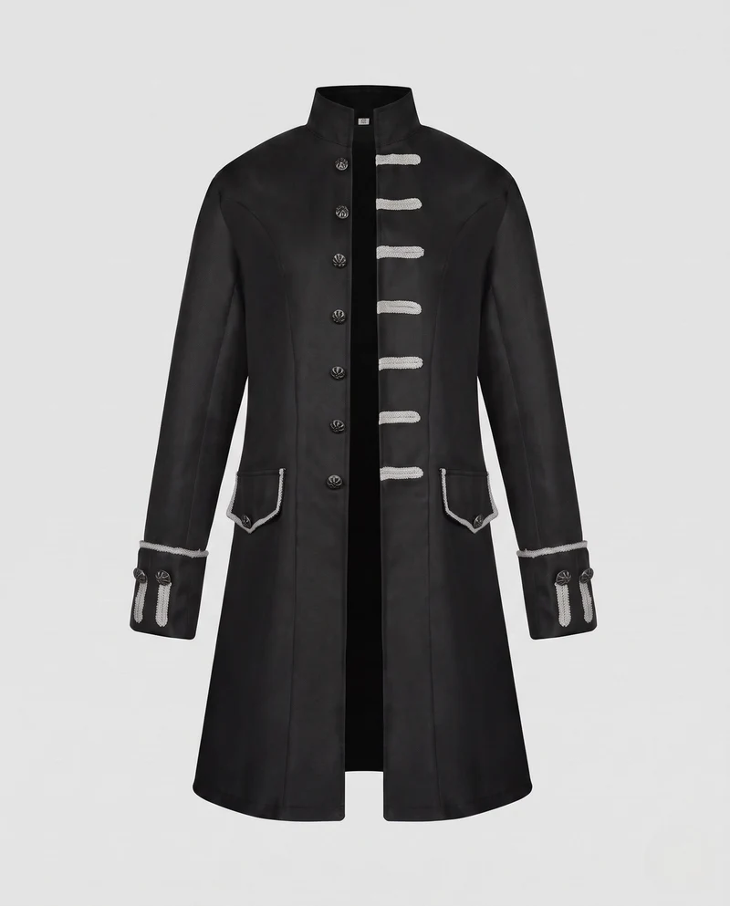 Damen eleganter Langmantel mit kunstvollen Knöpfen und asymmetrischem Saum Nord Taschen