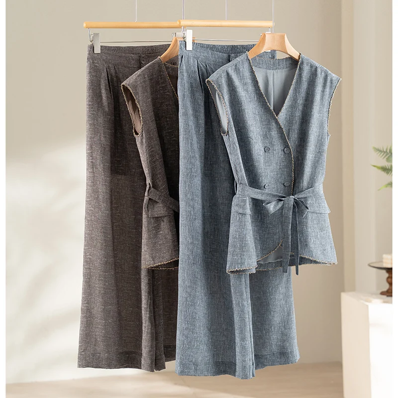 Damen Weite Plissee-Hose mit hohem Elastikbund und Relaxed-Fit Nord Taschen