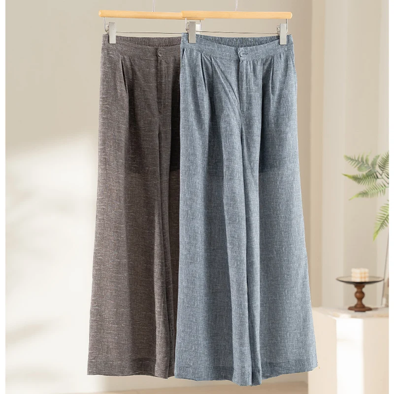 Damen Weite Plissee-Hose mit hohem Elastikbund und Relaxed-Fit Nord Taschen
