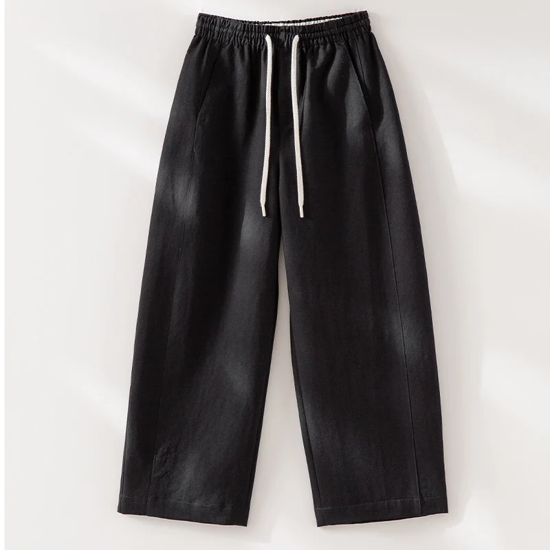 Damen Weite Leinenmix‑Hose mit elastischem Bund und Kordel Nord Taschen