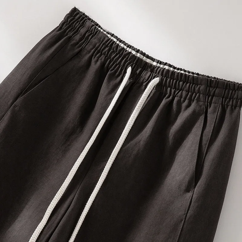 Damen Weite Leinenmix‑Hose mit elastischem Bund und Kordel Nord Taschen