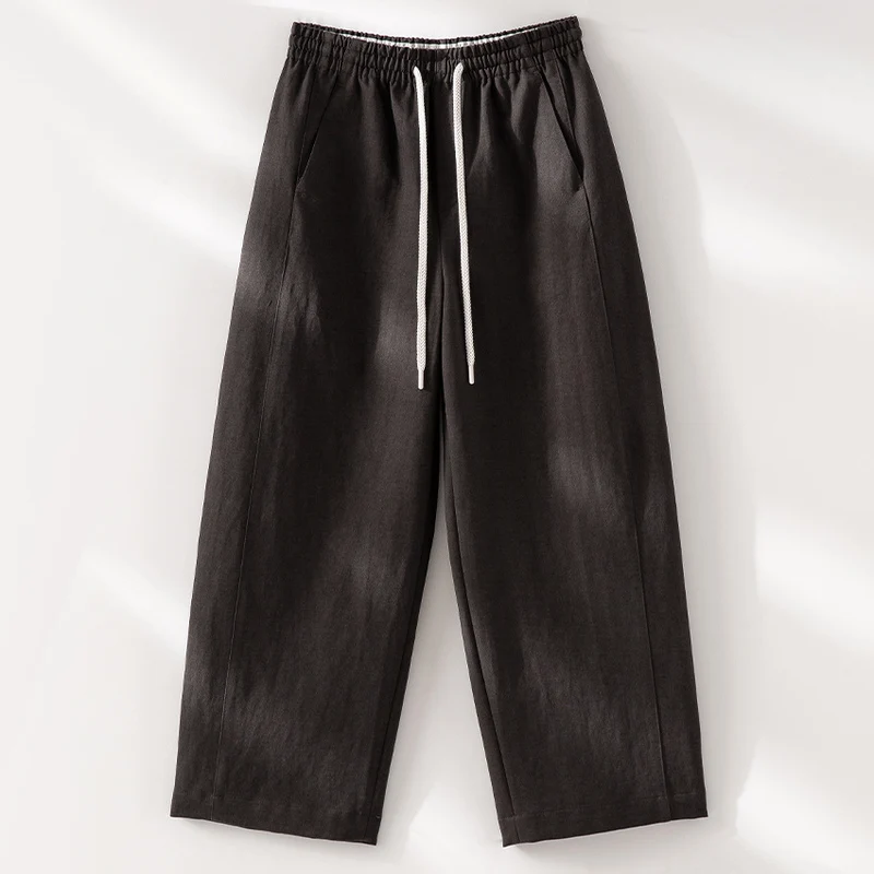 Damen Weite Leinenmix‑Hose mit elastischem Bund und Kordel Nord Taschen