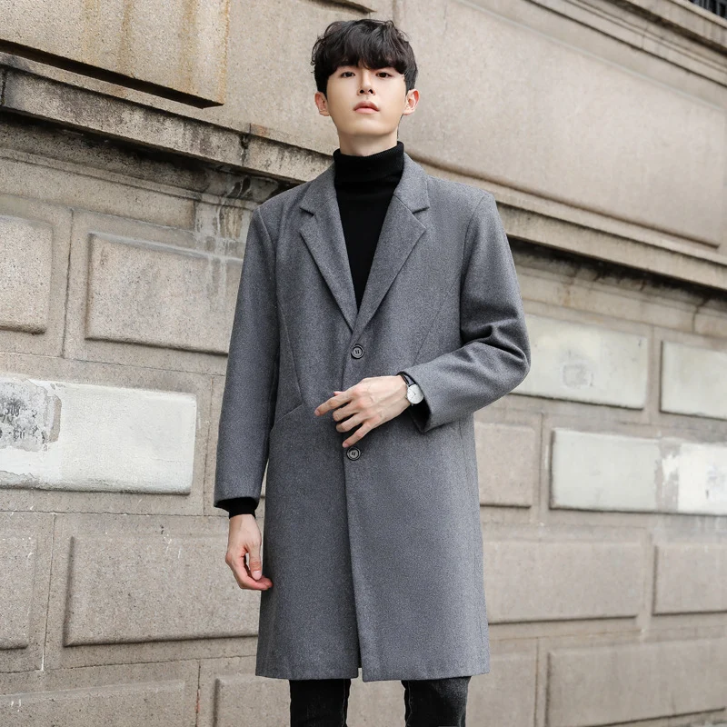 Herren Einreihiger Wollmix-Longcoat mit schmalem Revers und minimalistischer Silhouette Nord Taschen