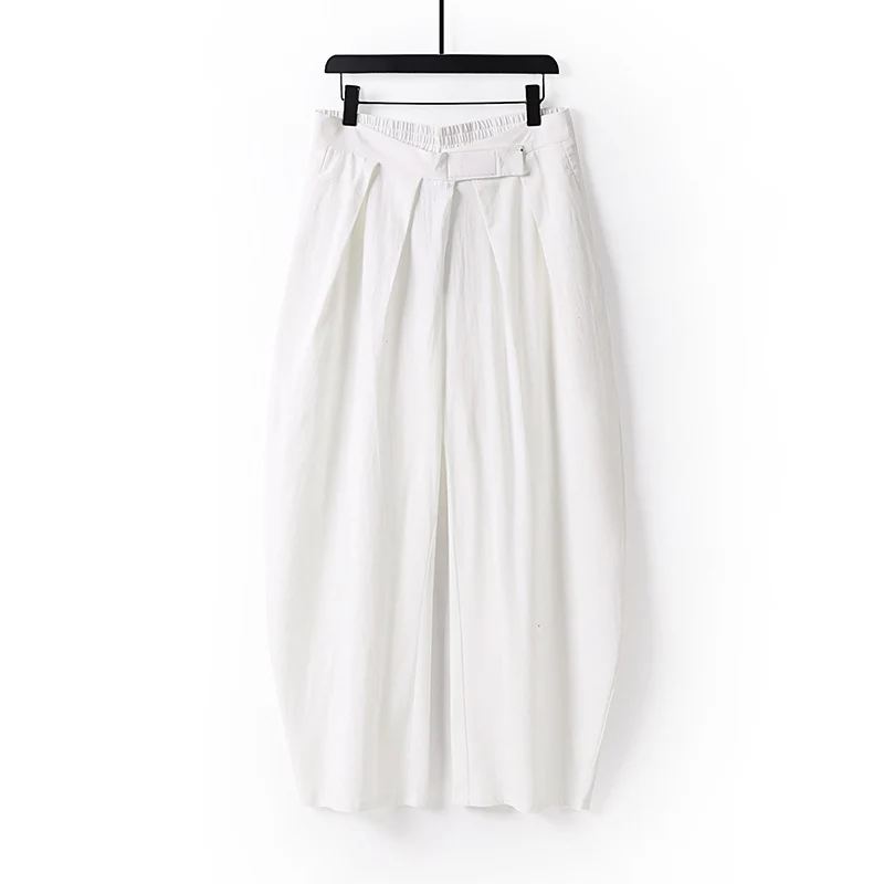 Damen Hochgeschnittene Culotte-Hose mit Bundfalten und elastischem Taillenbund Nord Taschen