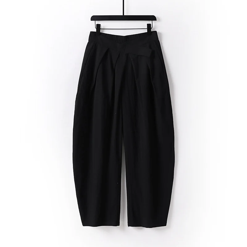 Damen Hochgeschnittene Culotte-Hose mit Bundfalten und elastischem Taillenbund Nord Taschen