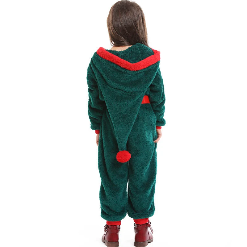Mädchen kuscheliger Weihnachtsoverall mit Kapuze und Gürtel Nord Taschen