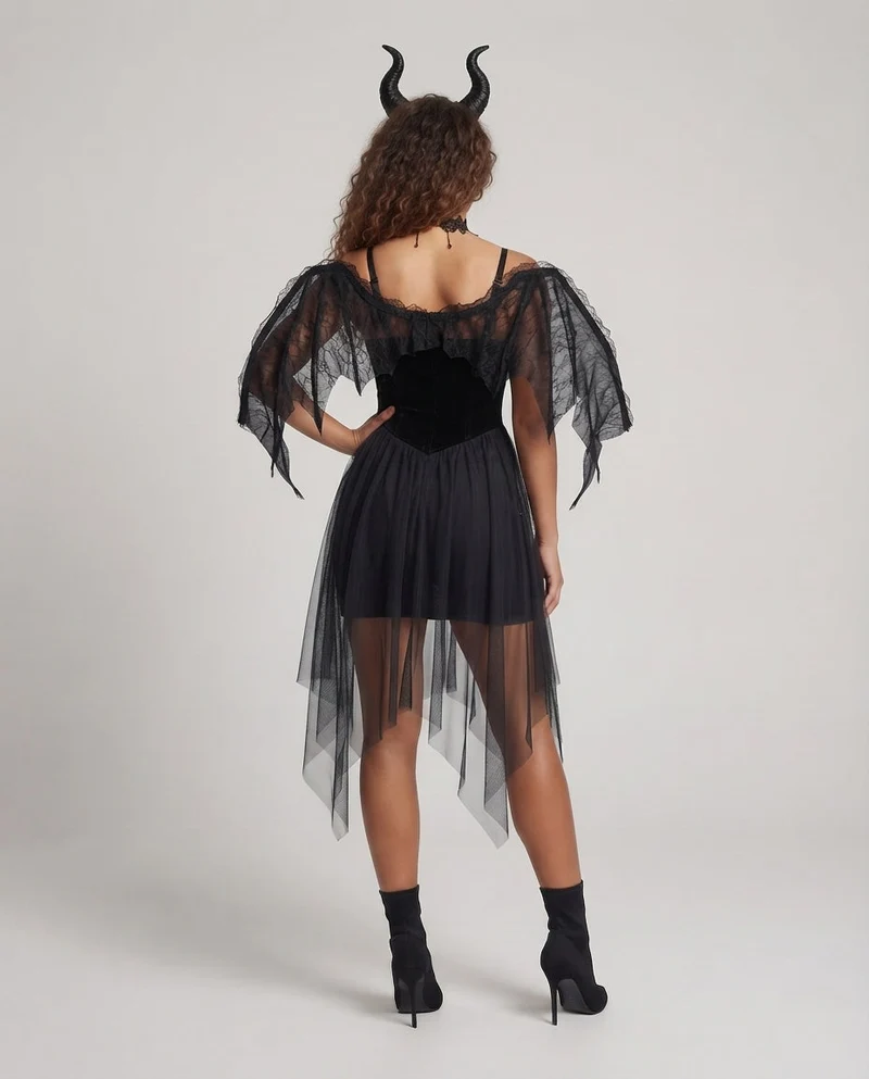 Damen verführerisches Gothic Kleid mit transparenten Tüll-Röcken Nord Taschen