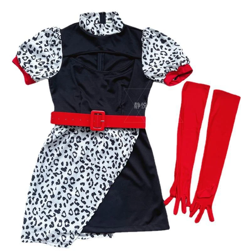 Damen Verführerisches Halloween Kostüm mit Leopardenmuster und langem Umhang Nord Taschen