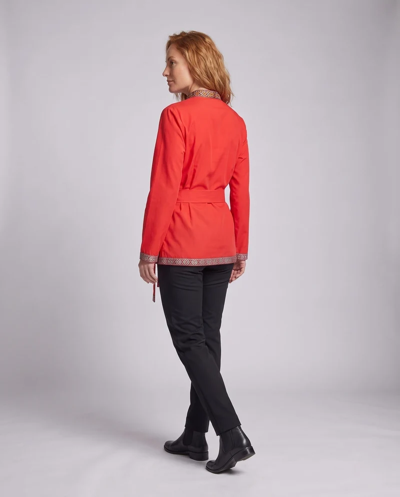 Damen Elegante ethnische Bluse mit feinen Stickereien und Taillengürtel Nord Taschen