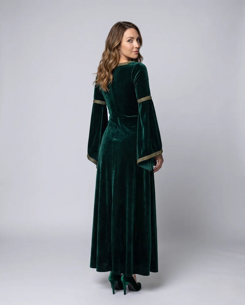 Damen Elegantes historisches Kleid mit weiten Ärmeln und dekorativem Schnürverschluss Nord Taschen