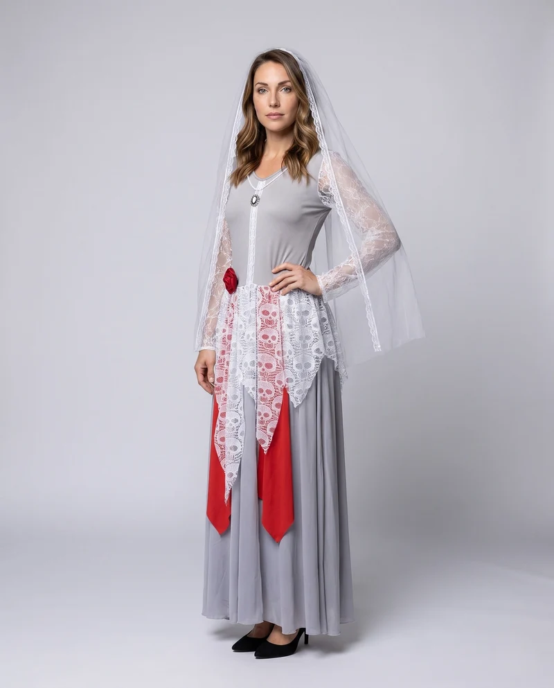 Damen Elegantes Hochzeitskleid mit transparentem Schleier und romantischen Akzenten Nord Taschen