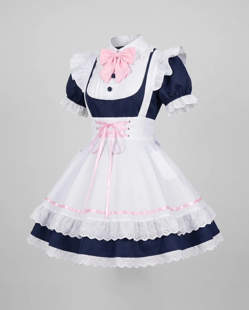 Damen Dienstmädchen-Kleid mit Rüschendetails und Haarschmuck Nord Taschen