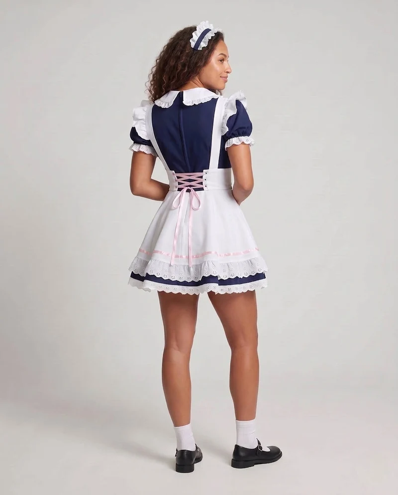 Damen Dienstmädchen-Kleid mit Spitzen- und Rüschenakzenten Nord Taschen