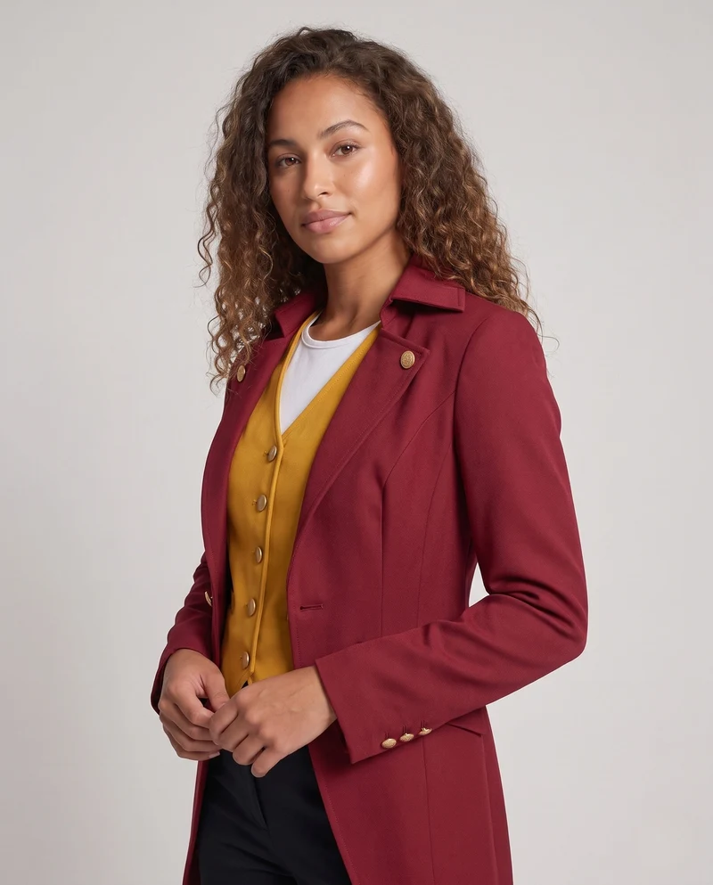 Damen Eleganter Mantel mit überlappendem Schößchen und hochwertiger Weste Nord Taschen