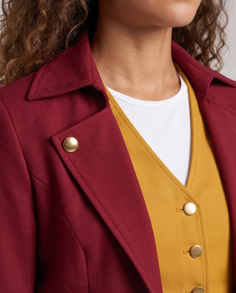 Damen Eleganter Mantel mit überlappendem Schößchen und hochwertiger Weste Nord Taschen
