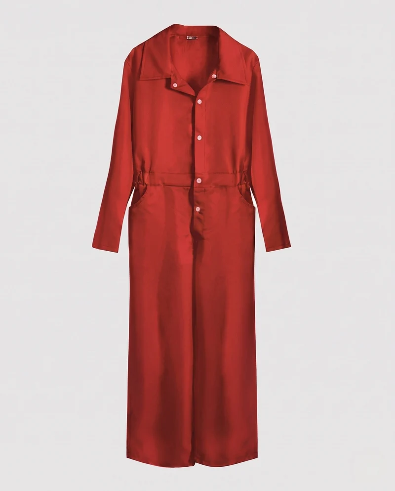 Damen eleganter Overall mit Taillengürtel Nord Taschen