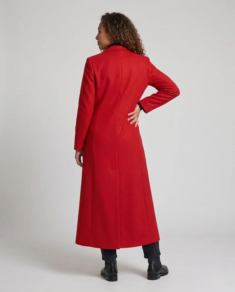 Damen Eleganter, taillierter Mantel mit doppelt-knopf und asymmetrischem Saum Nord Taschen