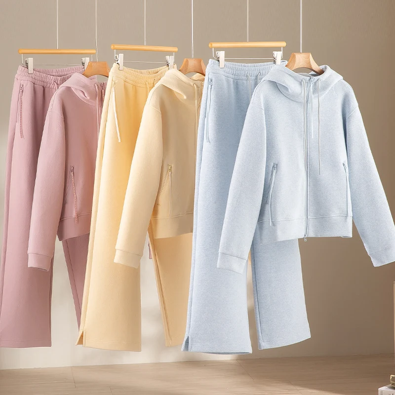 Damen Weite Highwaist Sweathose mit Tunnelzug, Eingrifftaschen und Saumschlitz Nord Taschen