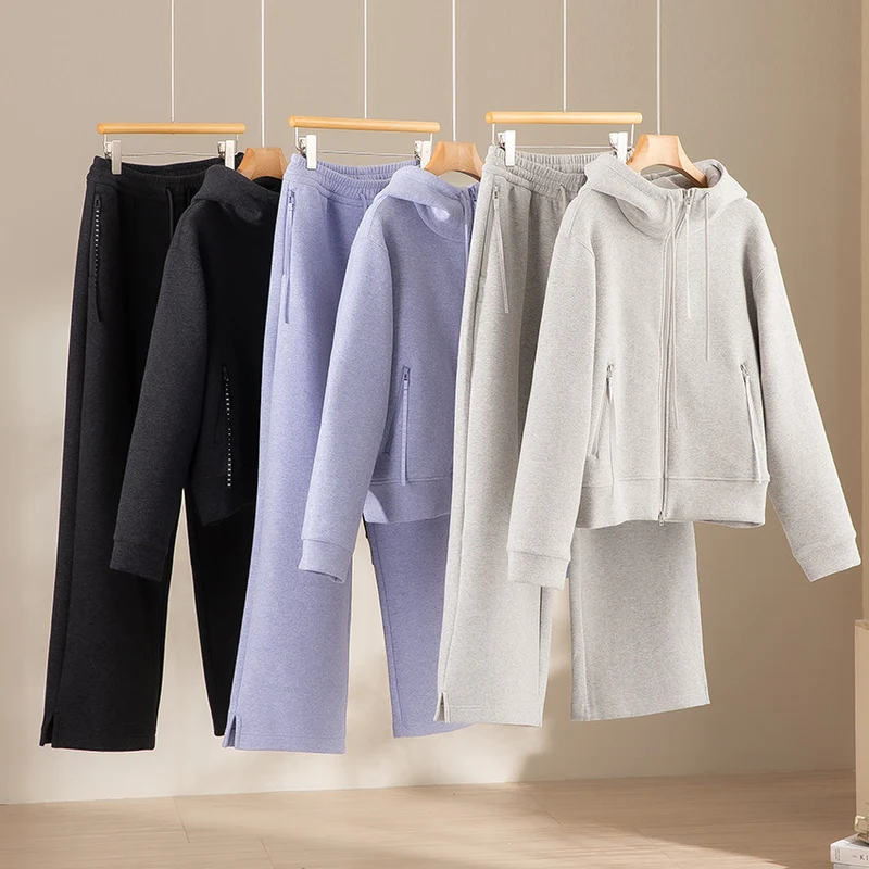 Damen Weite Highwaist Sweathose mit Tunnelzug, Eingrifftaschen und Saumschlitz Nord Taschen