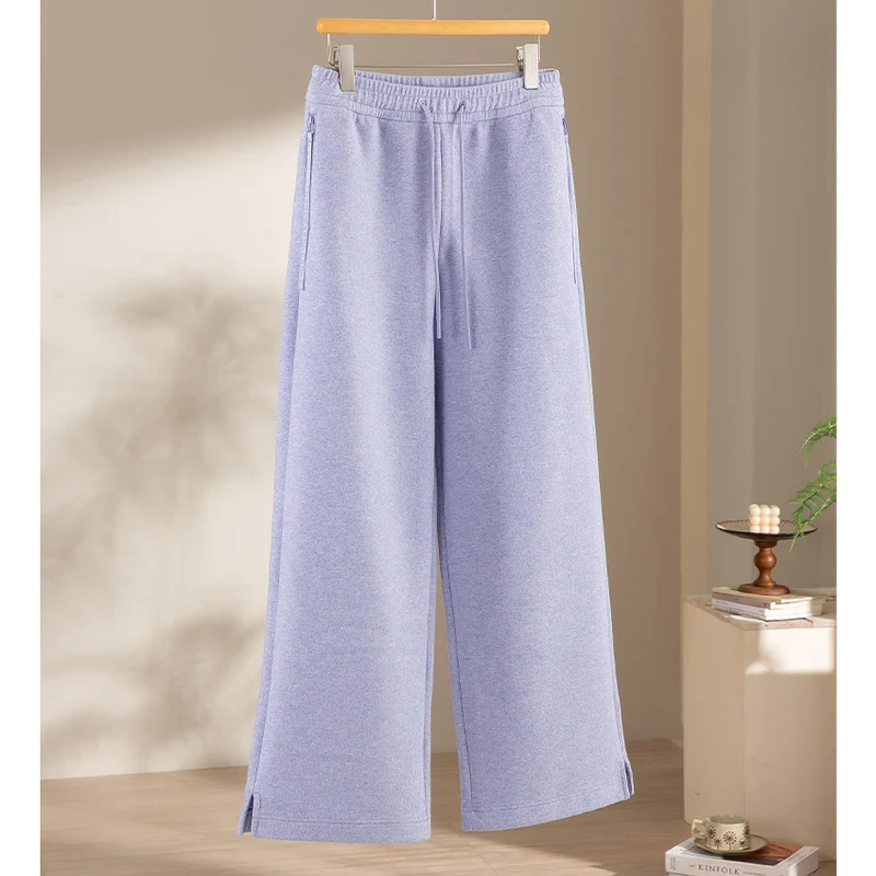 Damen Weite Highwaist Sweathose mit Tunnelzug, Eingrifftaschen und Saumschlitz Nord Taschen