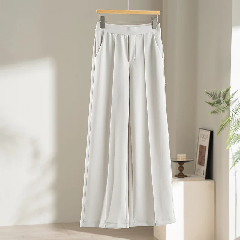Damen Weite Highwaist-Hose mit Bügelfalte, elastischem Bund und Eingrifftaschen Nord Taschen