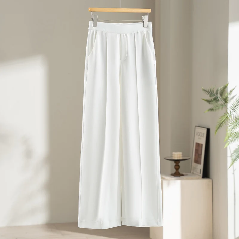 Damen Weite Highwaist-Hose mit Bügelfalte, elastischem Bund und Eingrifftaschen Nord Taschen